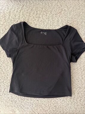 Aerie Black Square Neck Crop Tee